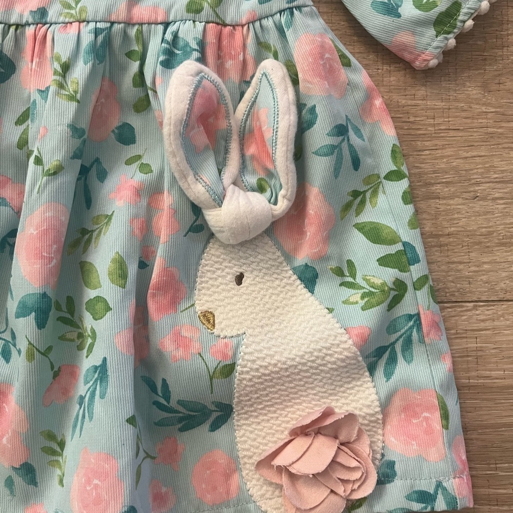 Mud Pie Easter Bunny Dress 6-9 months - Picture 2 of 4